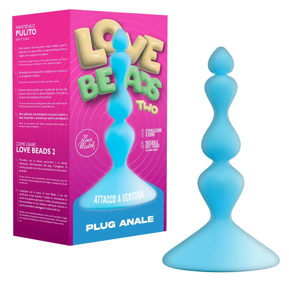 Love Match Love Beads 2 plug anale silicone cuori piccolo