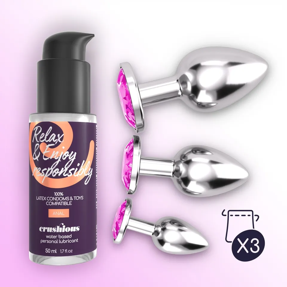 Crushious Bijou Wet Train Trio plug anali metallo 3 pz
