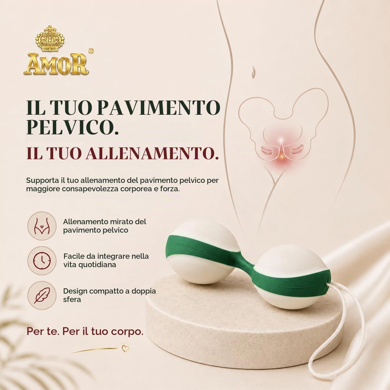 Amor Sfere Vaginali palline cinesi bianco-verde scuro silicone medicale