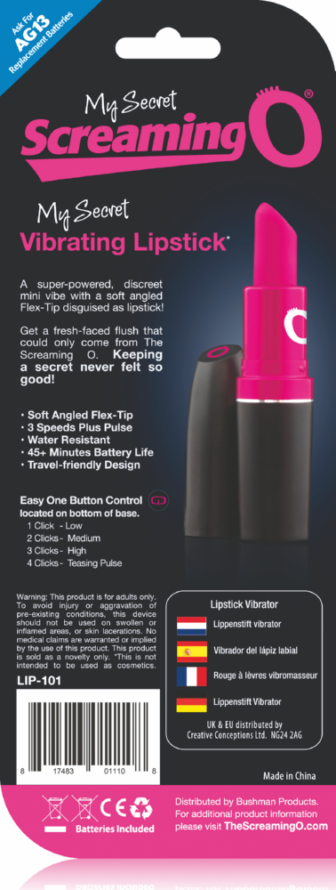 The Screaming O Lipstick vibratore clitorideo rossetto