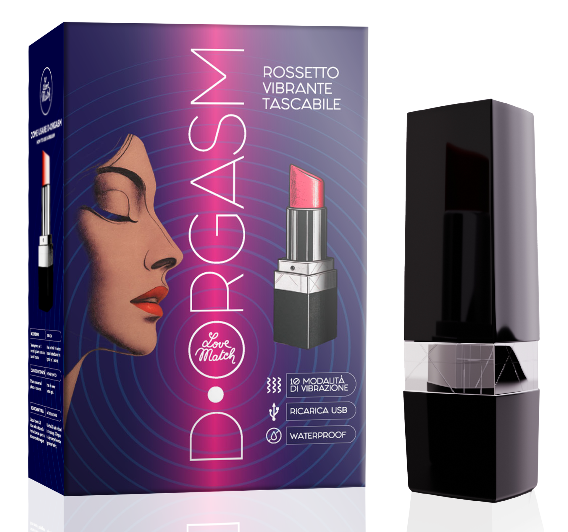 Love Match D-Orgasm rossetto vibrante silicone impermeabile
