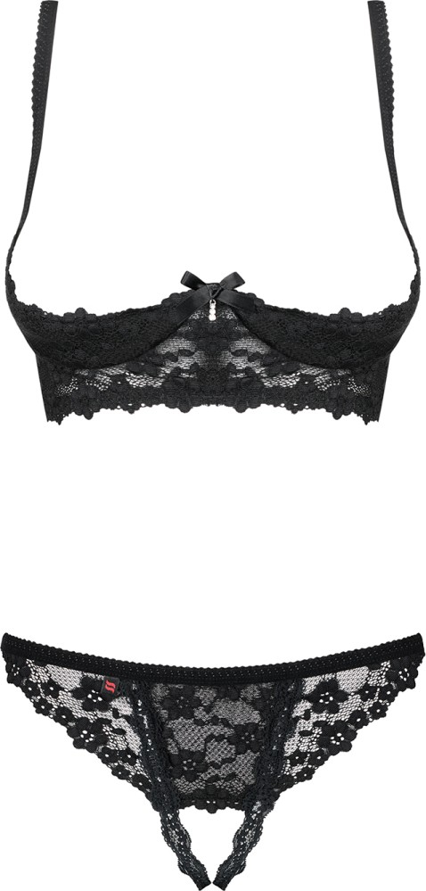 Obsessive Letica set intimo cupless pizzo nero elastico