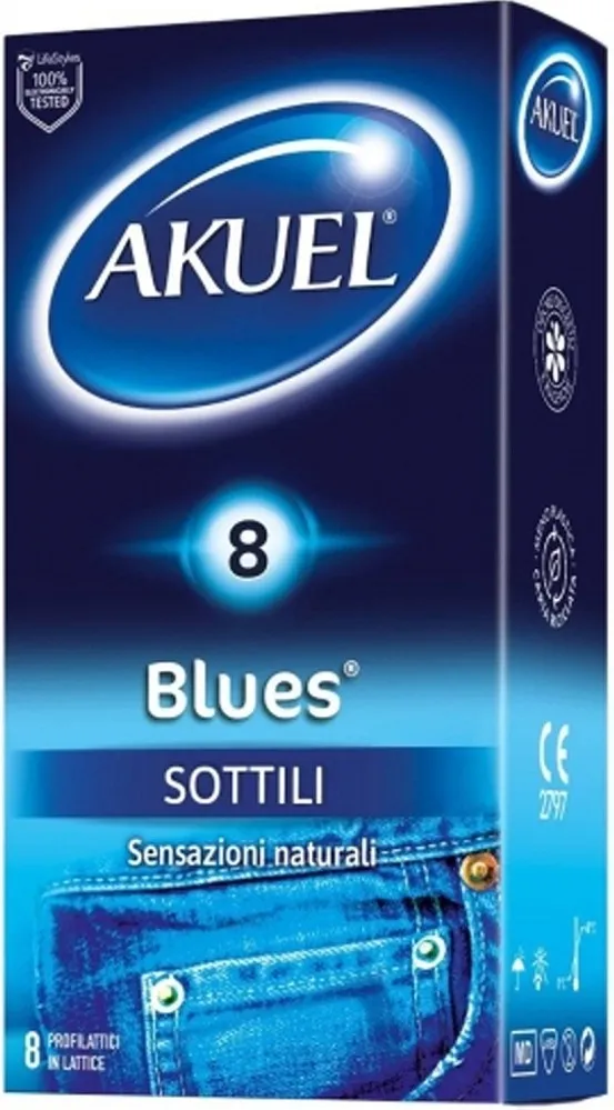 Akuel Blues preservativi sottili 14 pezzi
