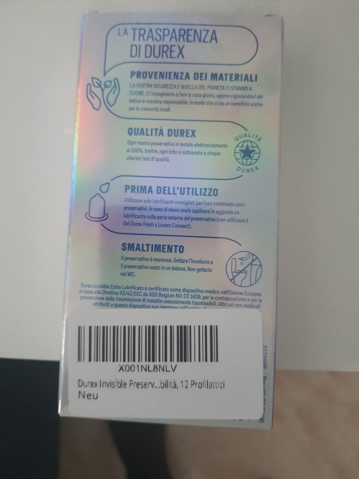 Durex Invisible preservativi 12 pezzi ultrasottili 0,048 mm
