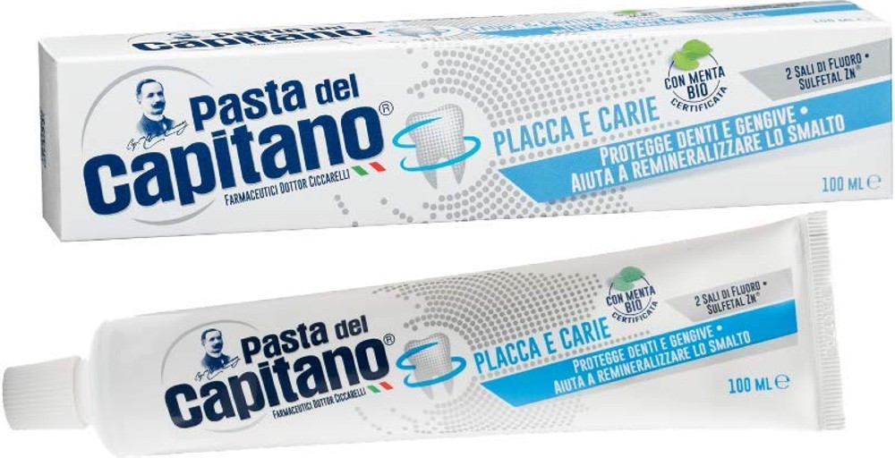 Pasta del Capitano Placca e Carie dentifricio tubetto antiplacca