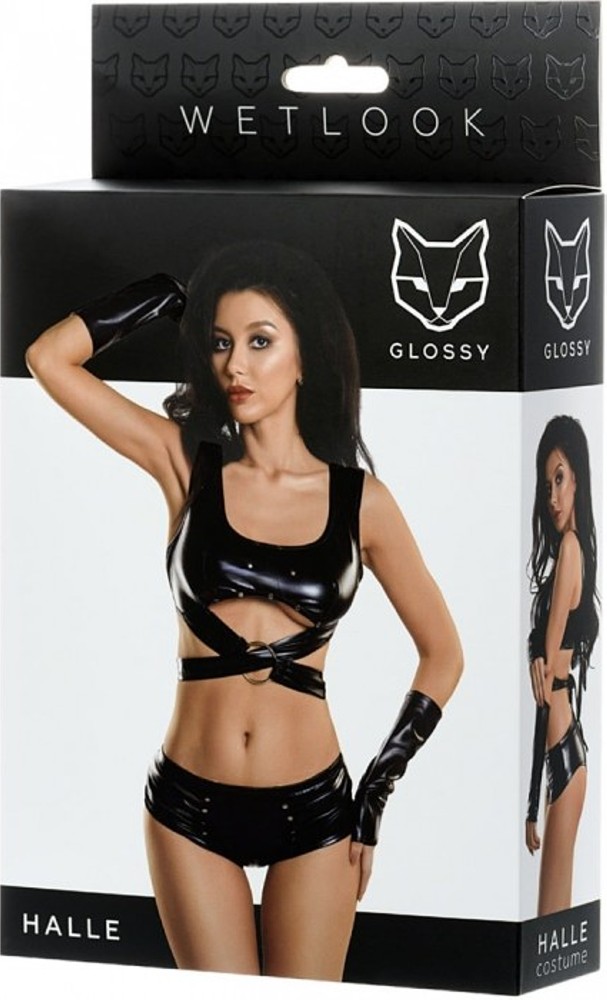 Glossy Halle 955016 completino intimo 3 pezzi nero