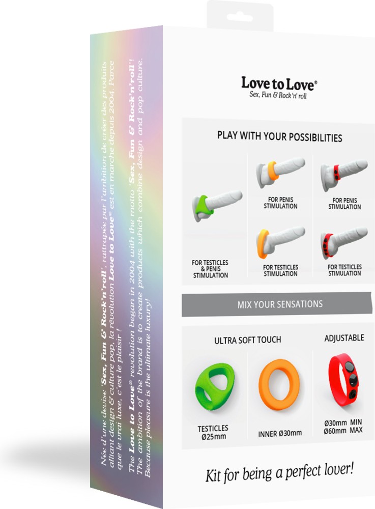 Love to Love Neon Ring cockring kit 3 anelli silicone