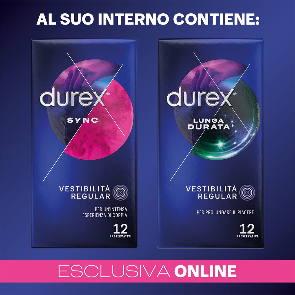 Durex Performance Kit Preservativi Retard Sync 24 pz + Gel 50ml