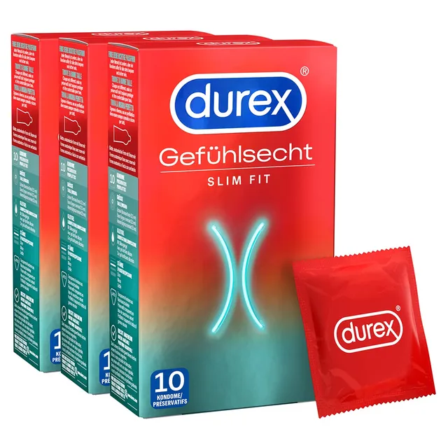 Durex Slim Fit preservativi 30 pz aderenti sottili 52,5 mm
