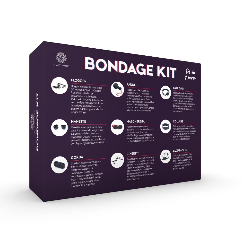 Playsure Bondage Kit set bondage 9 pezzi soft bondage