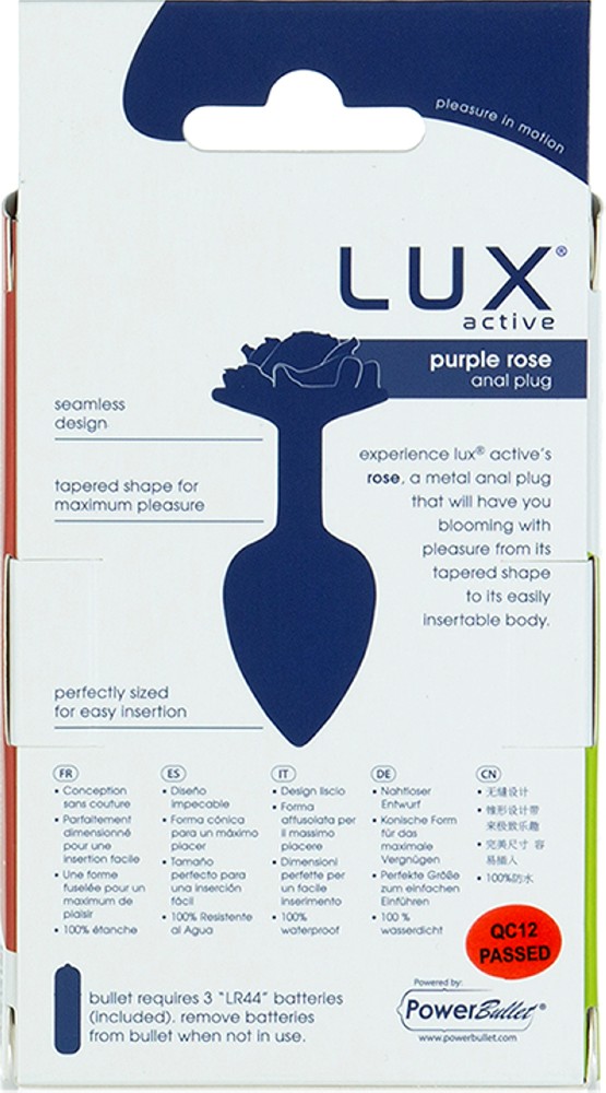 Lux Active Purple Rose plug anale metallo con bullet