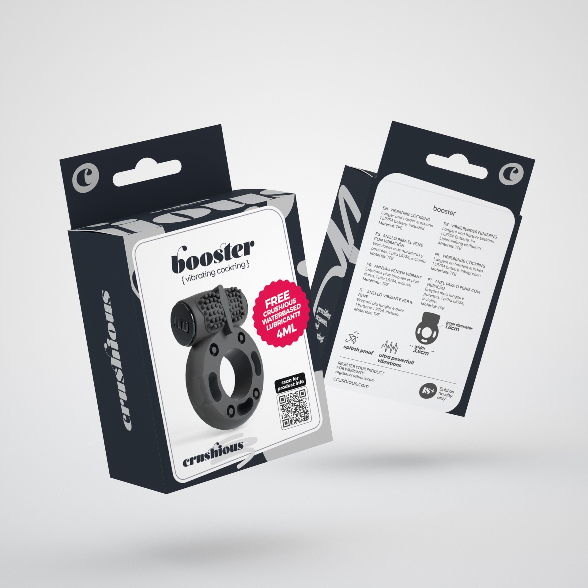 Crushious Booster anello vibrante TPE elastico con bullet
