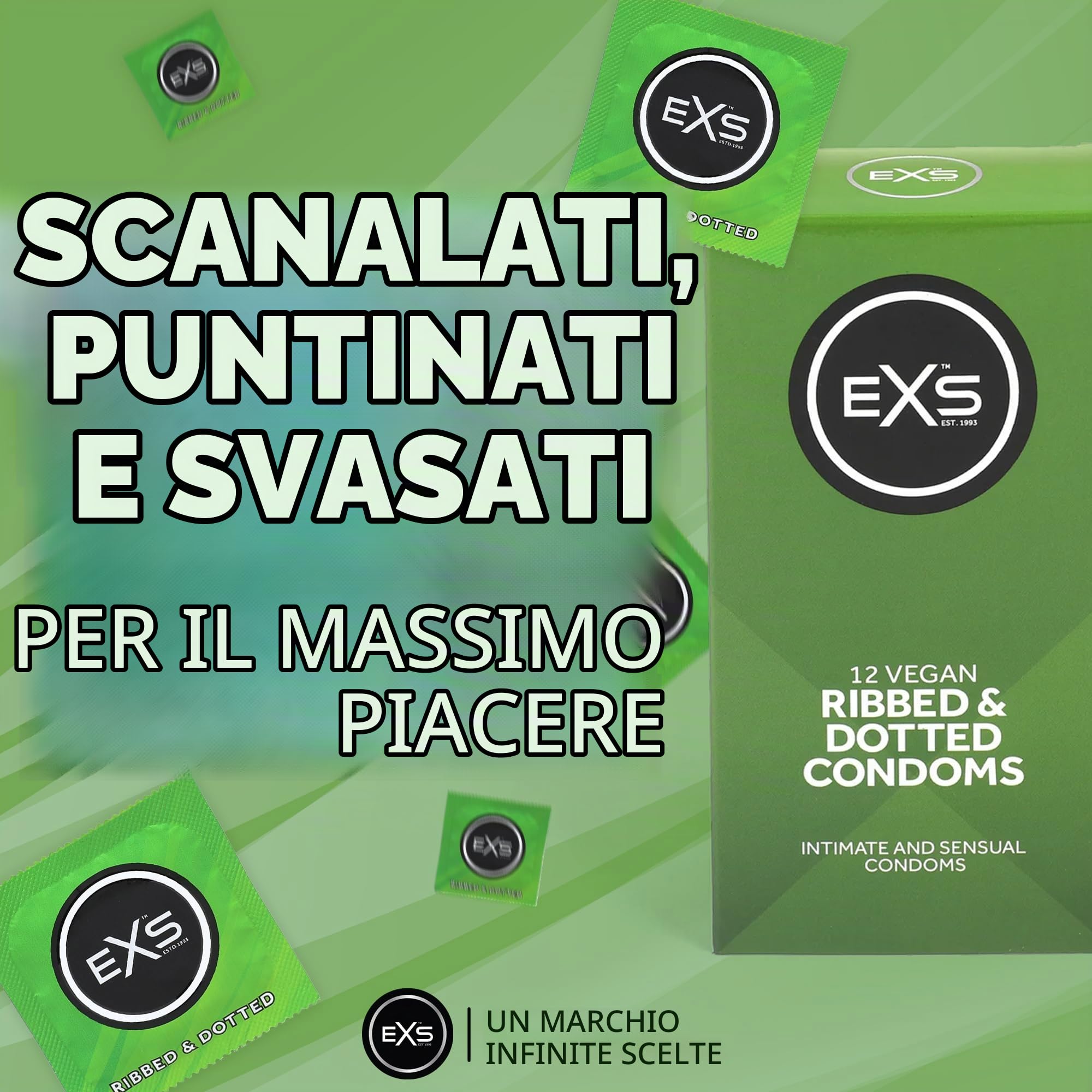 EXS Preservativi 12 Pezzi con Rilievi e Pallini