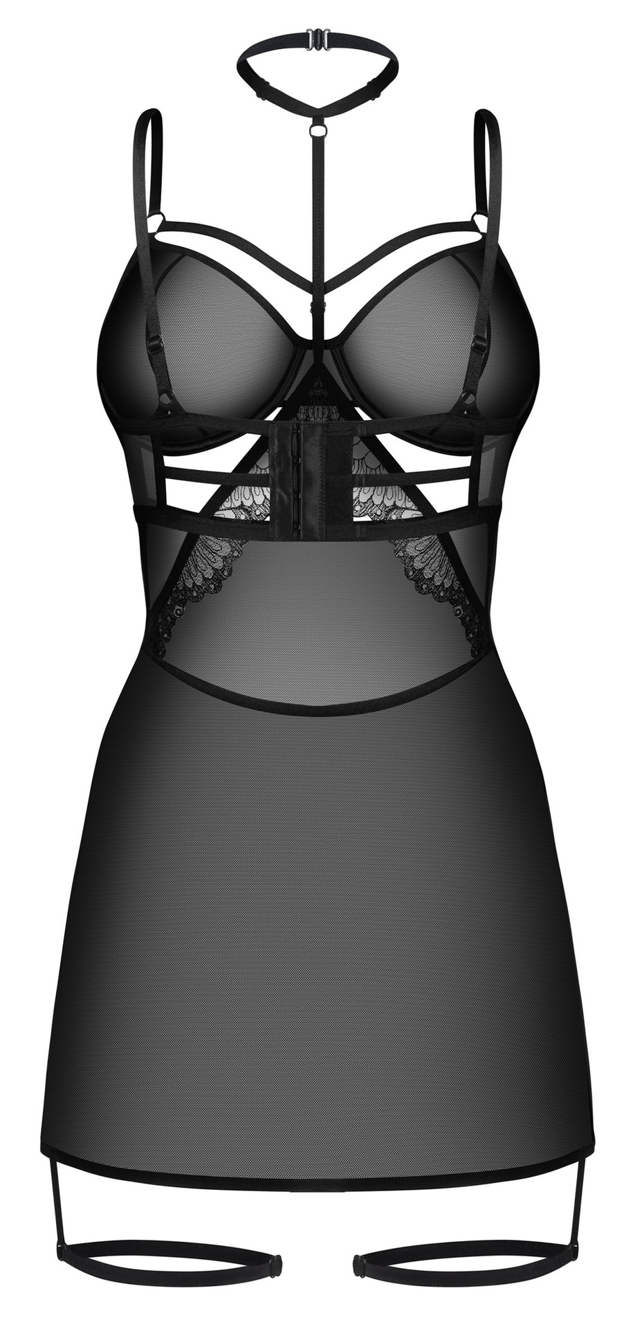 Obsessive Arrowel chemise pizzo nero con reggicalze