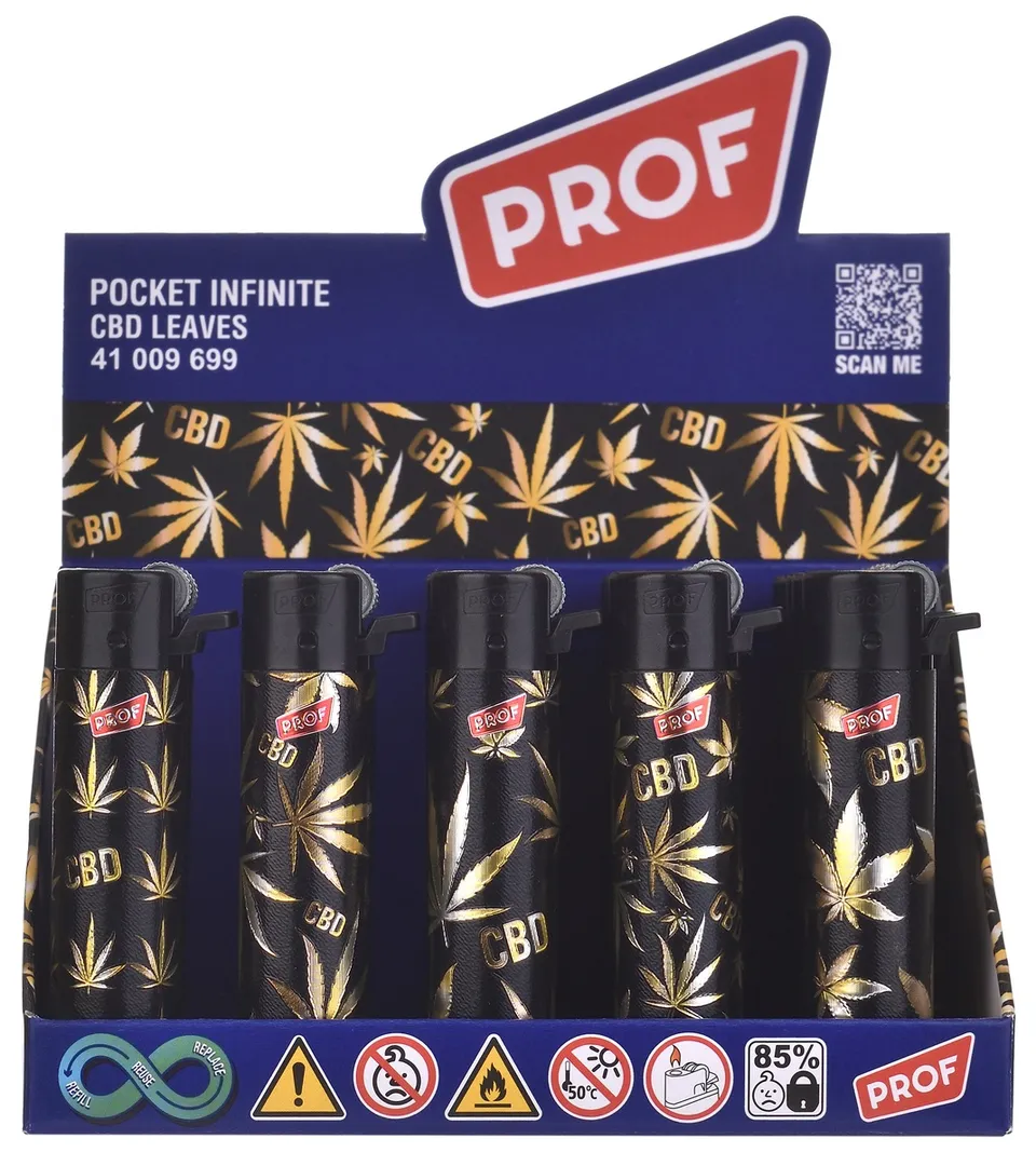 Prof Round Flint CBD accendini box 25 pezzi