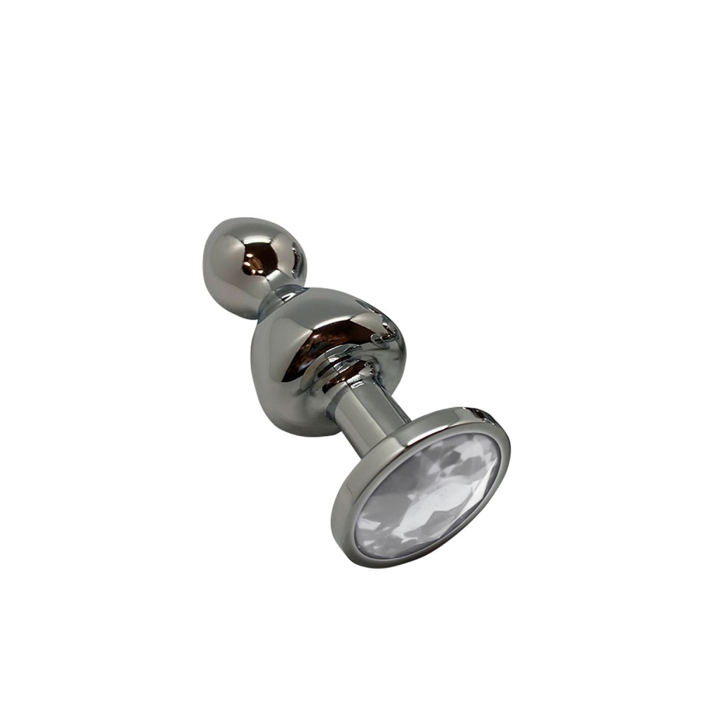 Wooomy Lollypop plug anale metallo bianco con gioiello