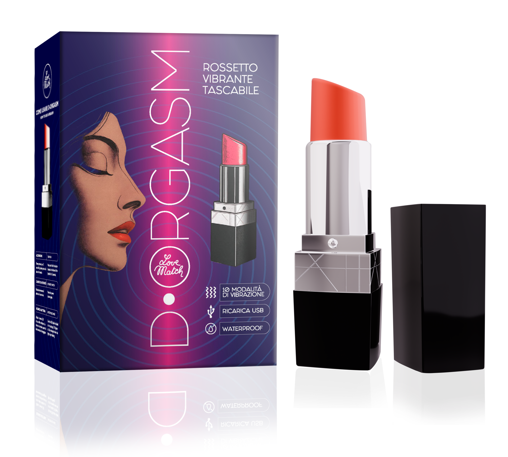 Love Match D-Orgasm rossetto vibrante silicone impermeabile