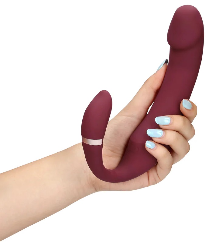 Loveline Bendable Strapless strap on vibrante bordeaux