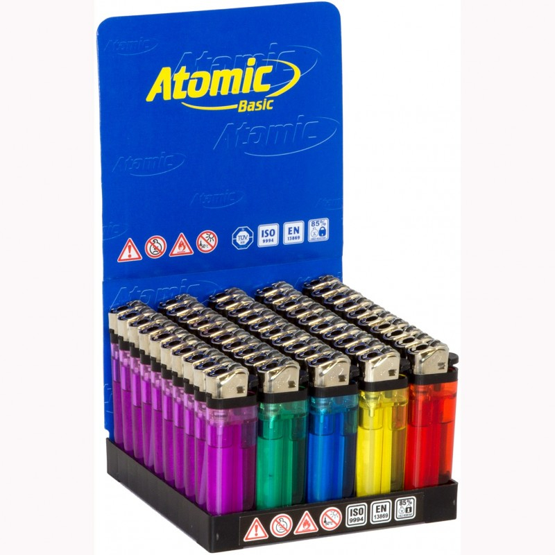 Atomic Basic Trasparenti accendini ricaricabili box 50 pz assortiti