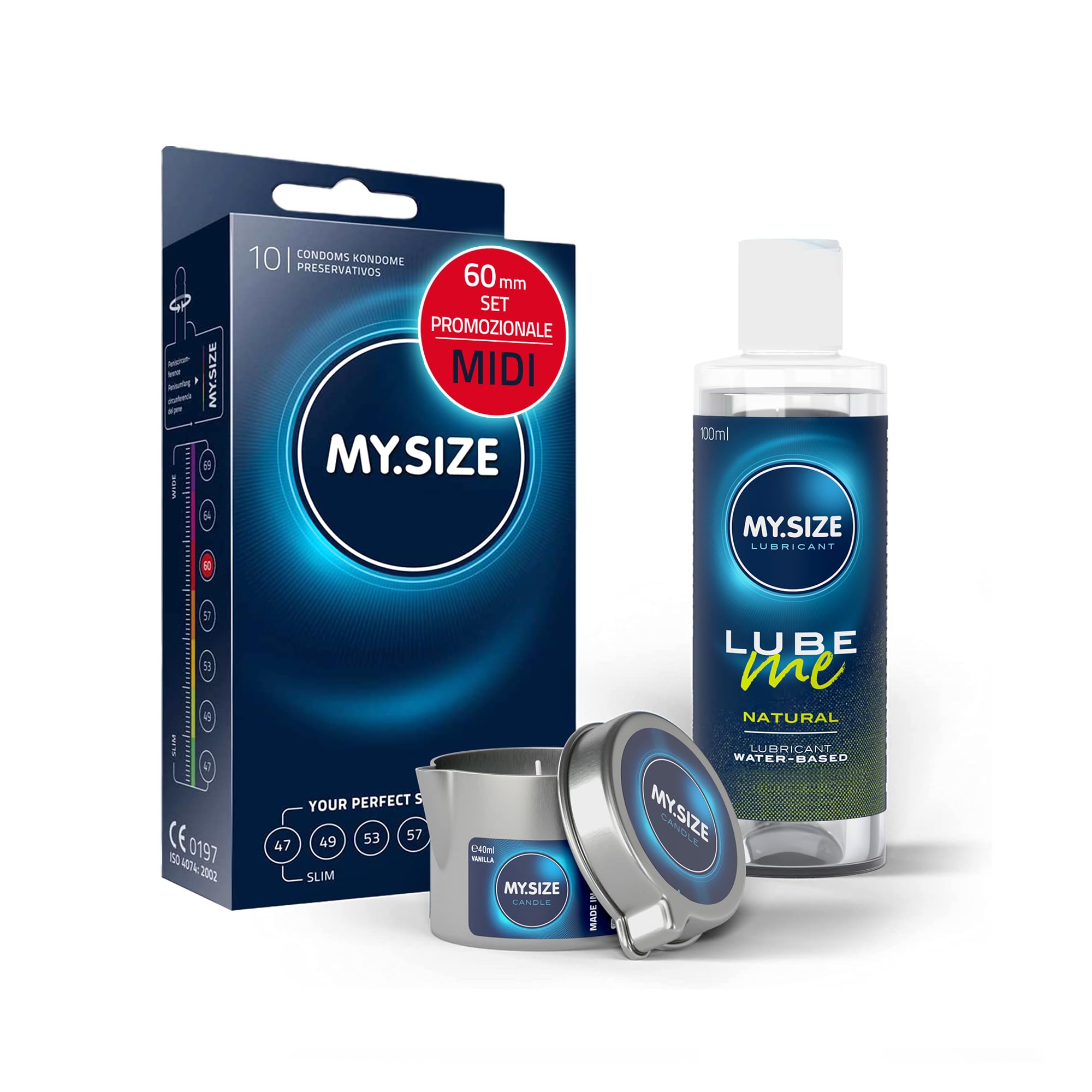 MY.SIZE PRO MIDI set preservativi 60 mm 10 pezzi base acqua