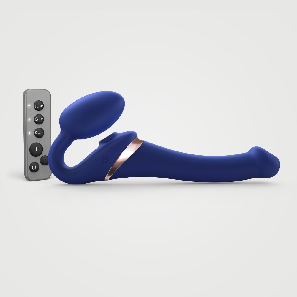 Strap-on-me Multi Orgasm Bendable strap-on blu S succhiaclitoride