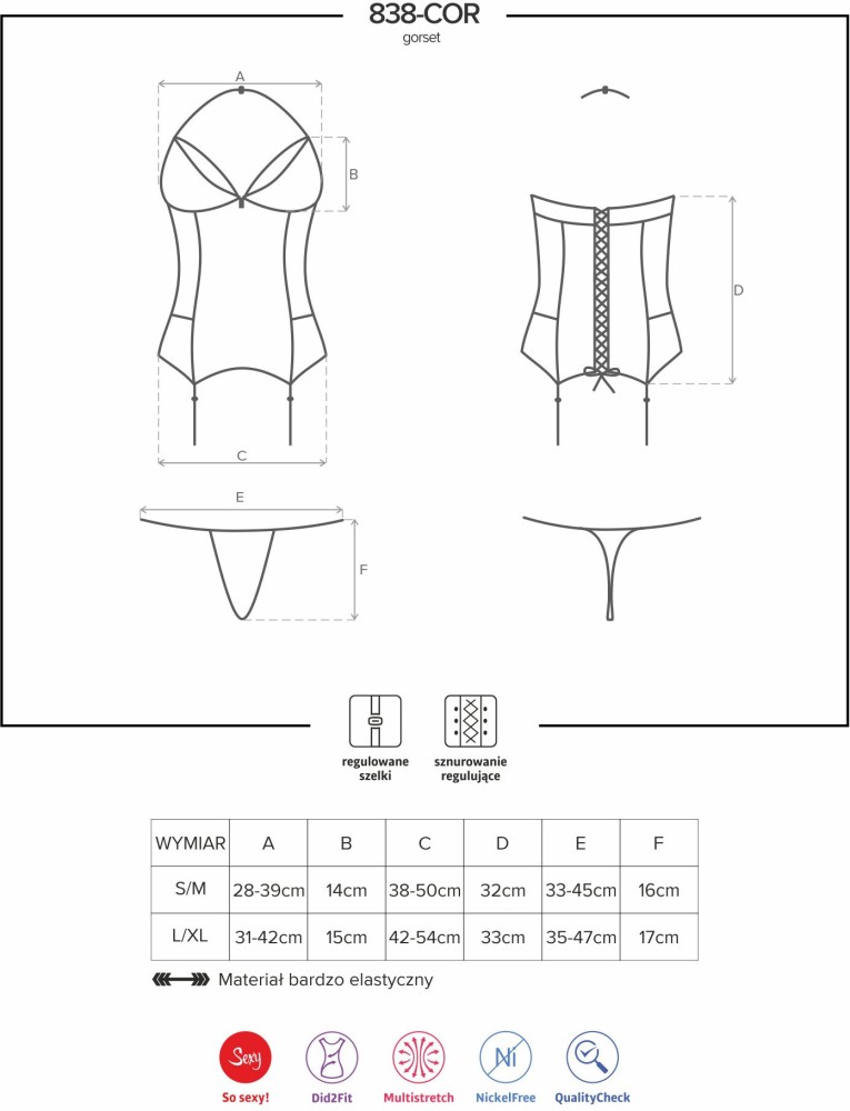 Obsessive 838-COR-3 corsetto rosso guepiere pizzo