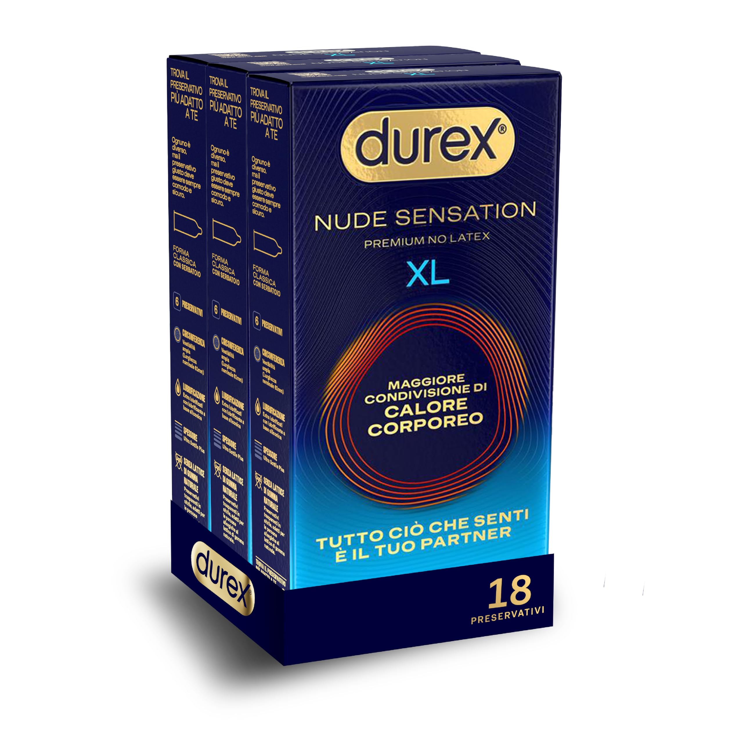 Durex Nude Sensation XL Preservativi 18 Pezzi Senza Lattice
