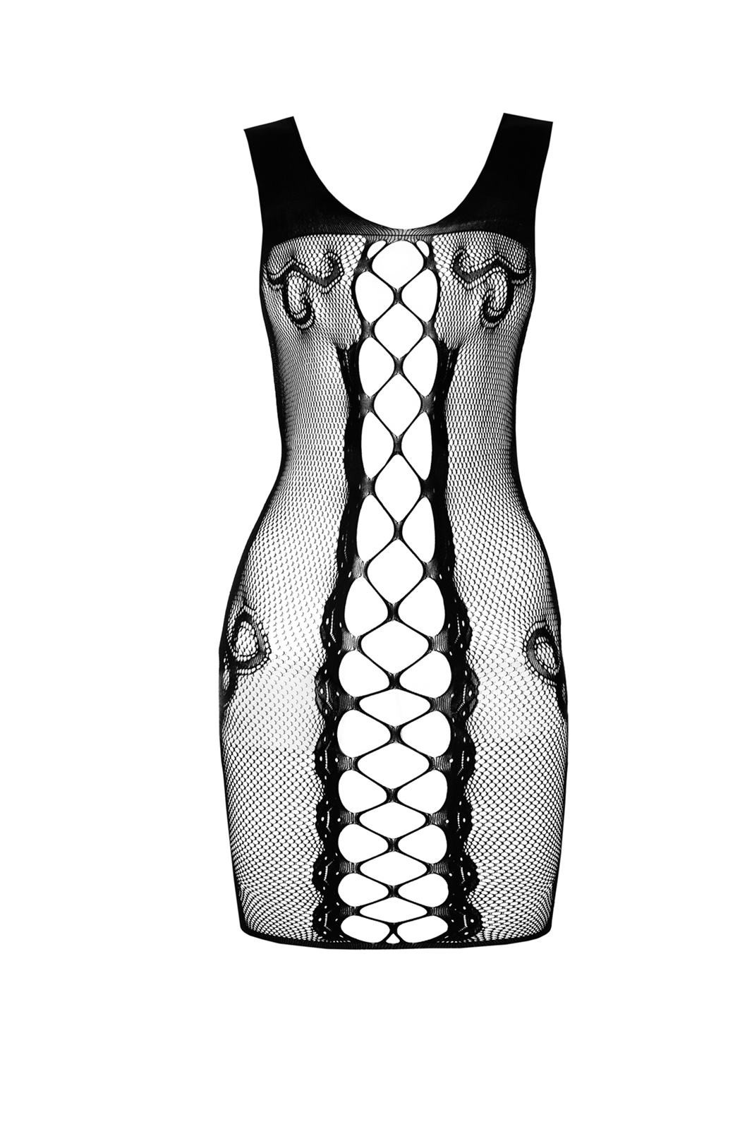 Passion BS073 bodystocking in rete nera trasparente