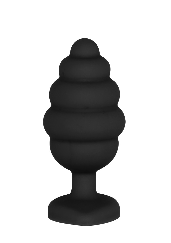 Ouch! Diamond Heart Large plug anale silicone nero costoluto