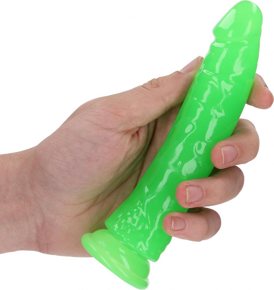 RealRock Slim Suction Cup Glow dildo realistico 6" fosforescente