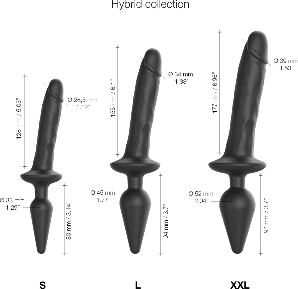Strapon-me Switch Plug-in dildo plug nero taglia S