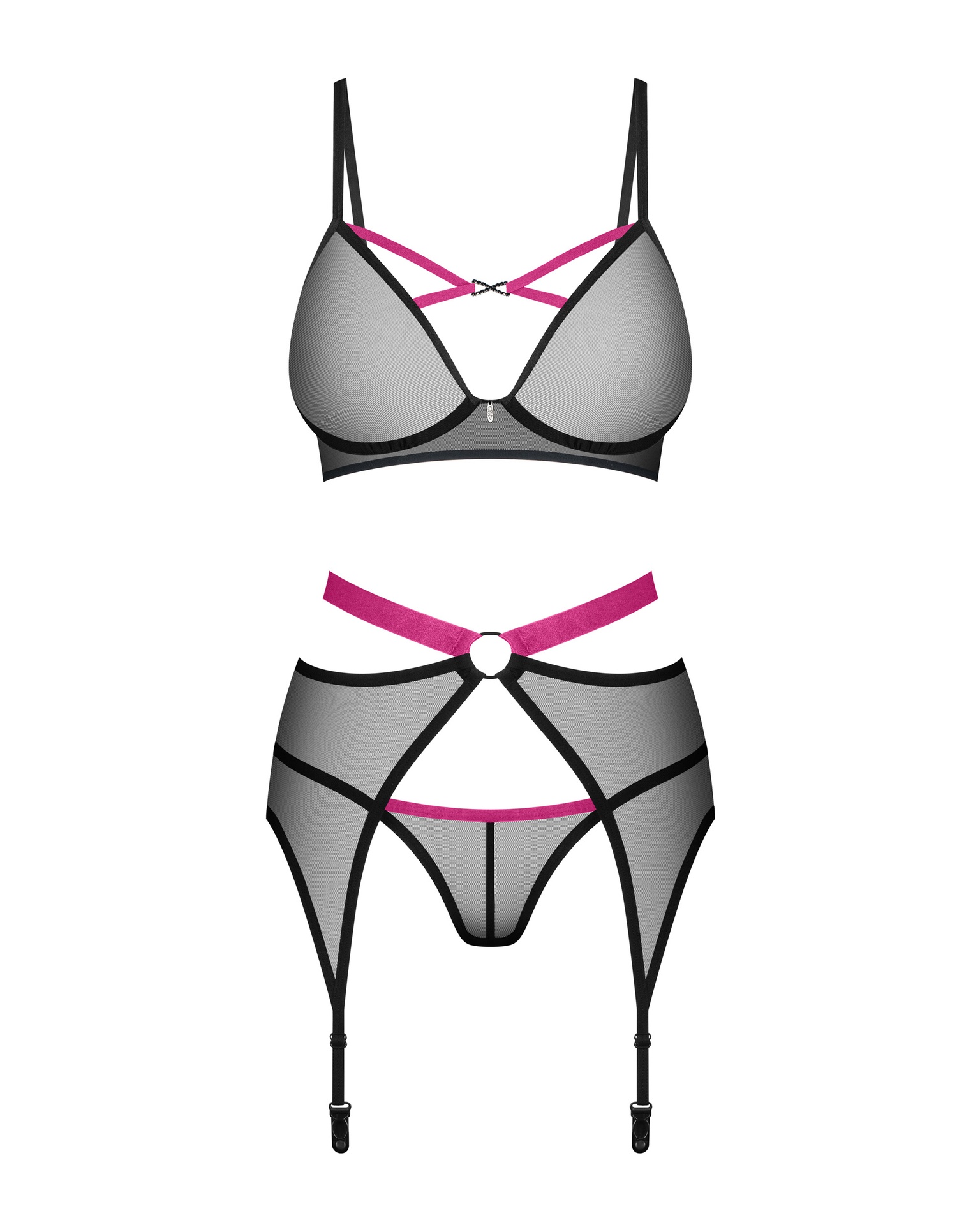 Obsessive Novenes completino intimo nero magenta