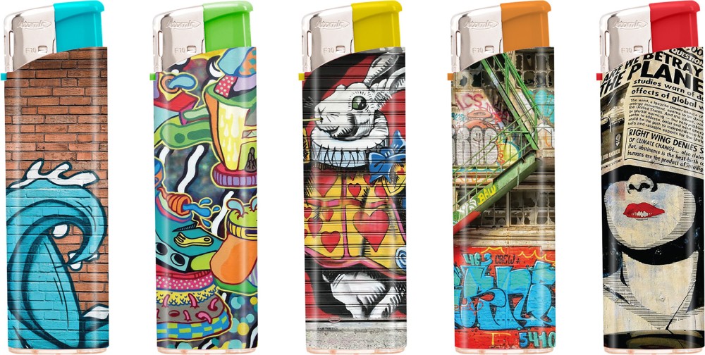 Atomic F10 Graffiti accendino elettronico box 50 pezzi