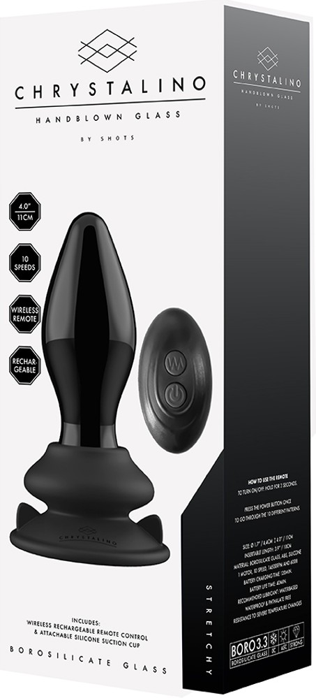 Chrystalino Stretchy plug anale vetro vibrante telecomando