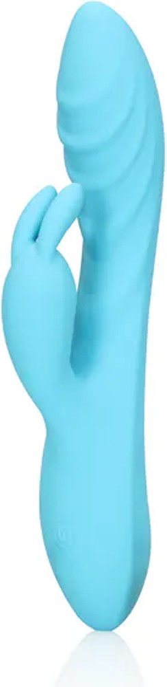 Loveline Ribbed Ultra Soft vibratore rabbit silicone azzurro