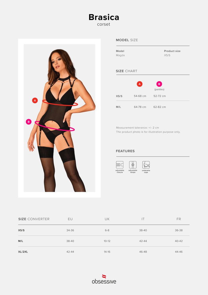 Obsessive Brasica guepiere M/L in mesh con perizoma