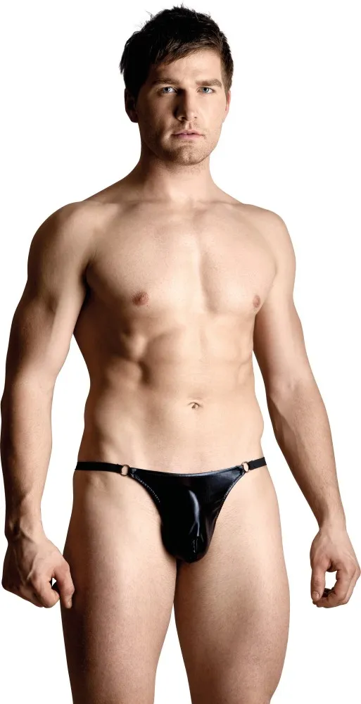 Softline Mens Thong 4487 perizoma uomo nero S/L lucido