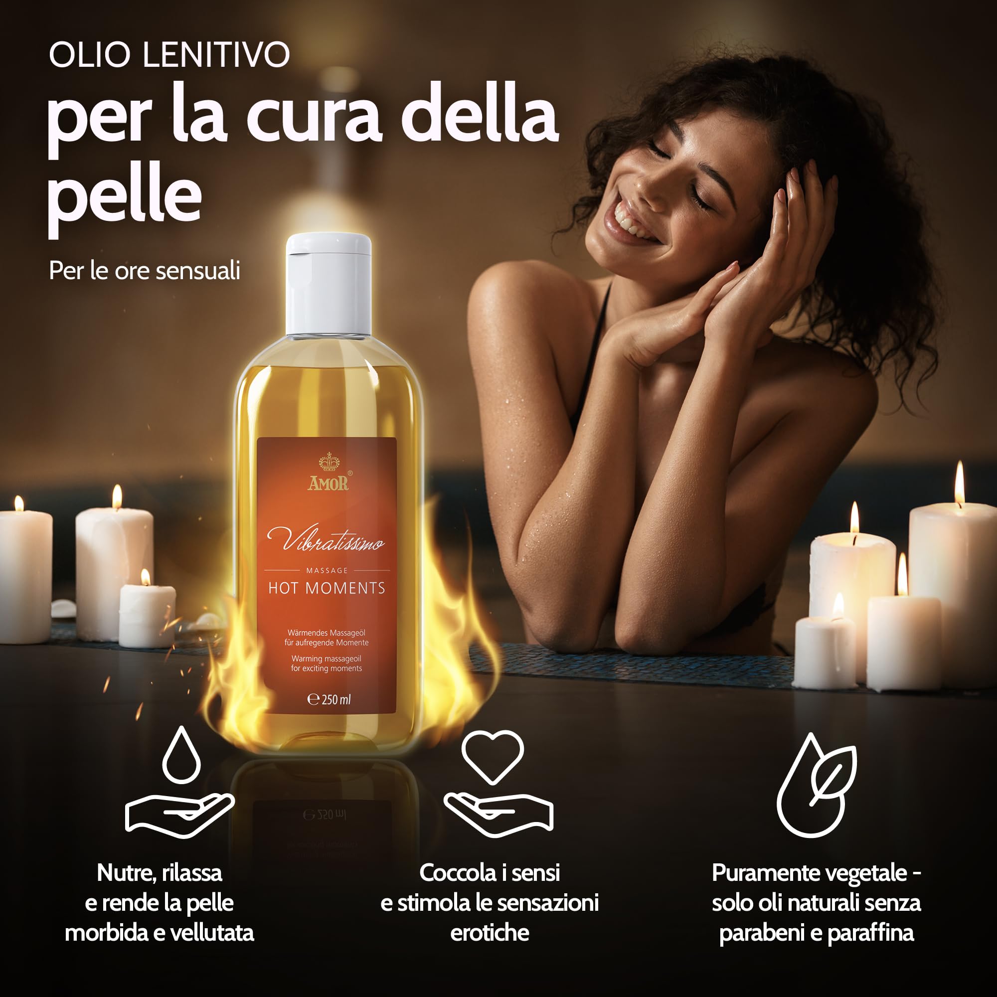 Amor Vibratissimo Hot Moments olio massaggio 250 ml riscaldante