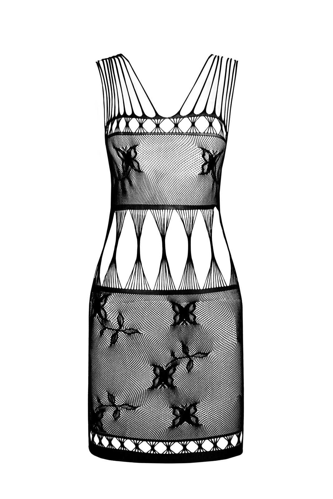 Passion BS090 bodystocking nero in rete elastica
