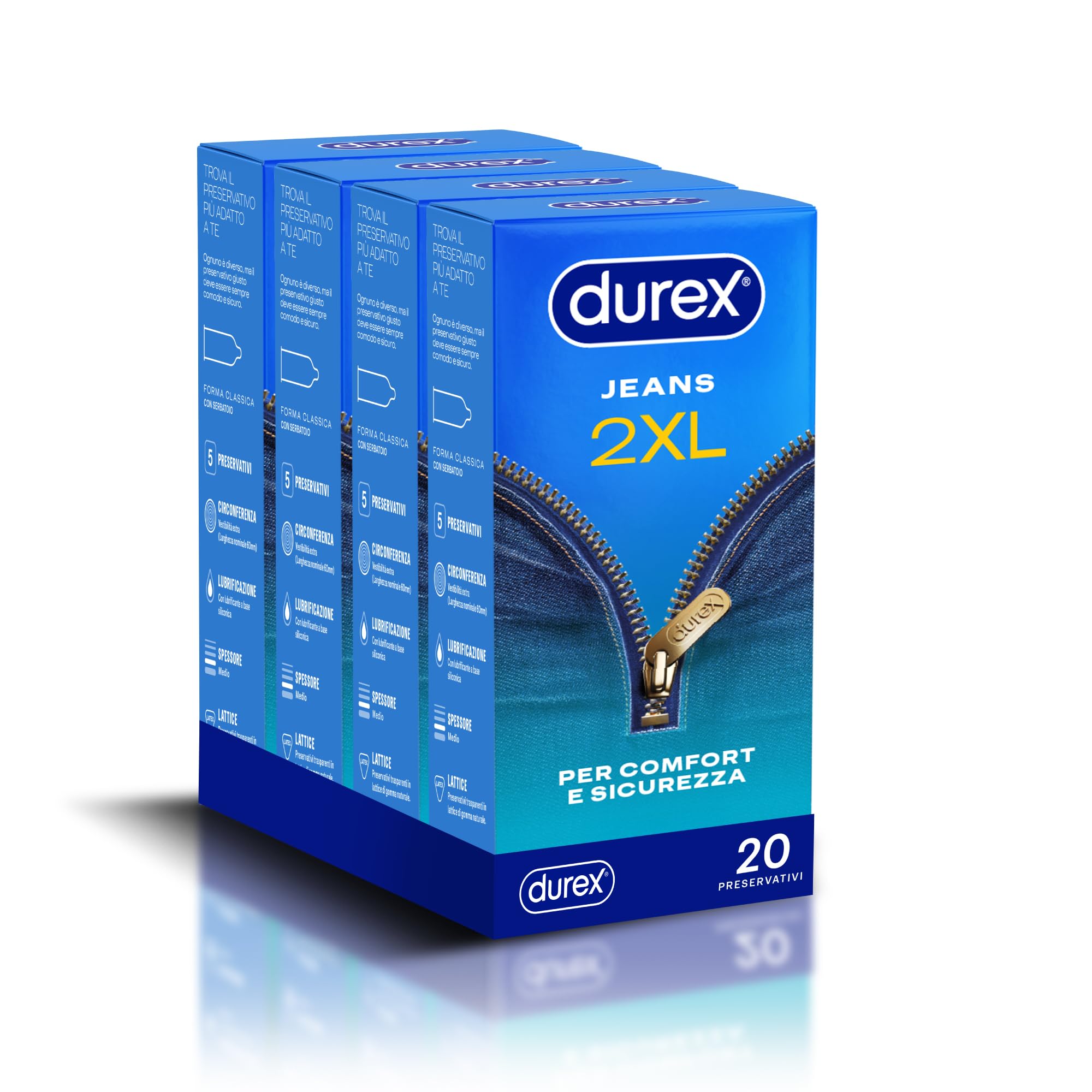 Durex Jeans 2XL preservativi XXL 60 mm 20 pezzi