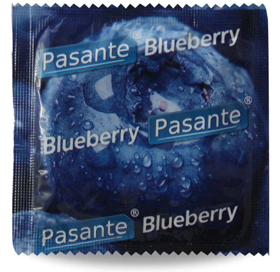Pasante Mirtillo preservativi aromatizzati colorati 144 pezzi
