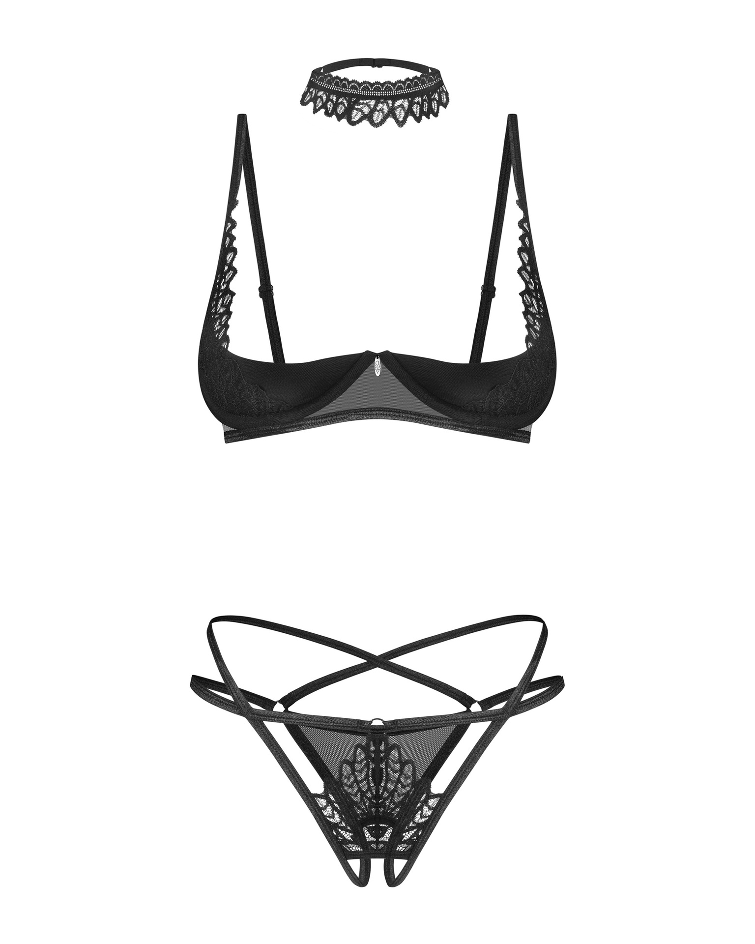 Obsessive Donarella Crotchless completino intimo nero pizzo