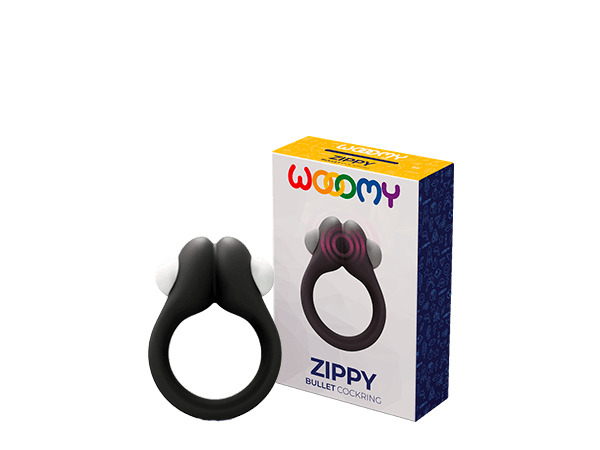 Wooomy Zippy anello vibrante in silicone nero