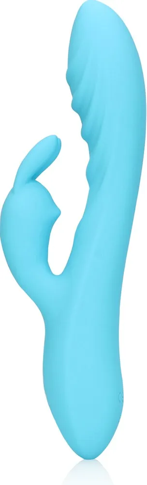Loveline Ribbed Ultra Soft vibratore rabbit silicone azzurro