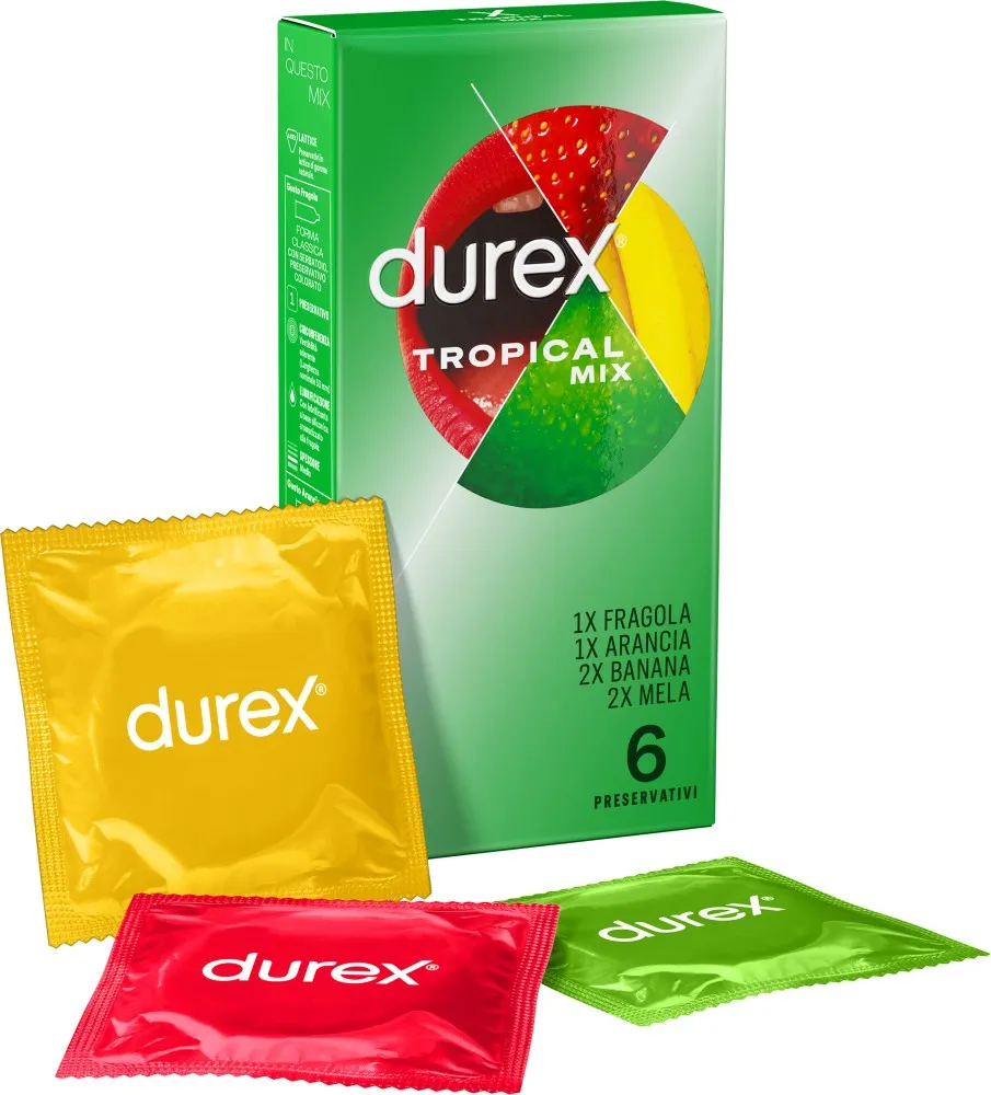 Durex Tropical preservativi aromatizzati 144 pezzi colorati