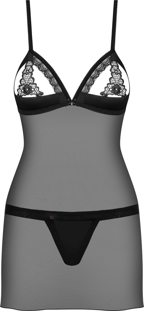Obsessive 865-CHE-1 chemise nera S/M con perizoma