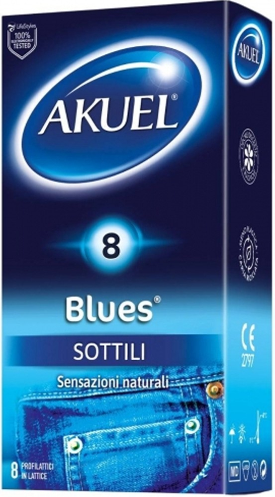 Akuel Blues preservativi sottili 14 pezzi