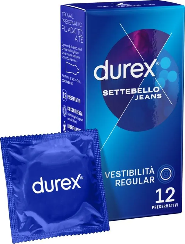 Durex Settebello Jeans preservativi classici lattice 56 mm