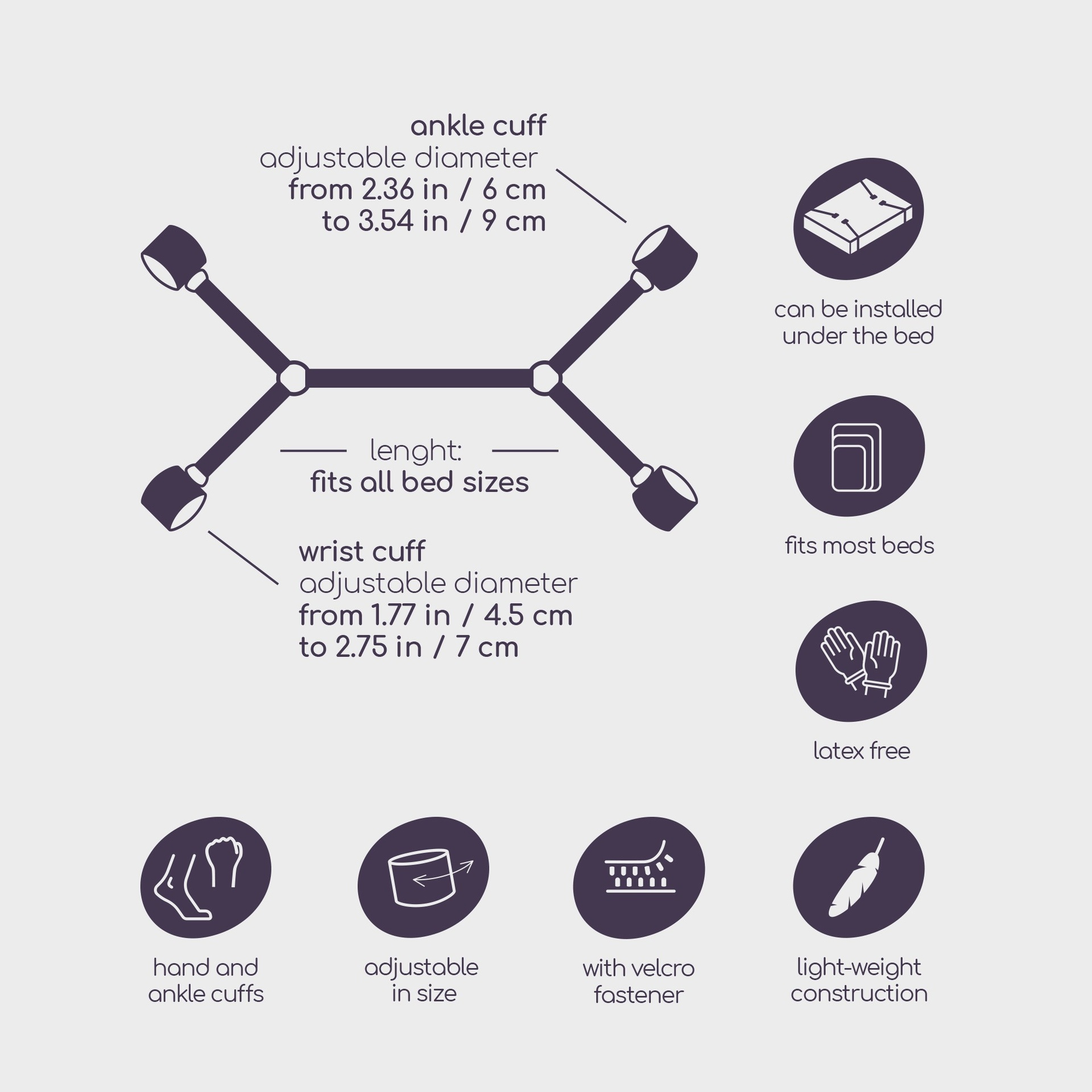 Crushious Universal Bed Restraints set bondage letto