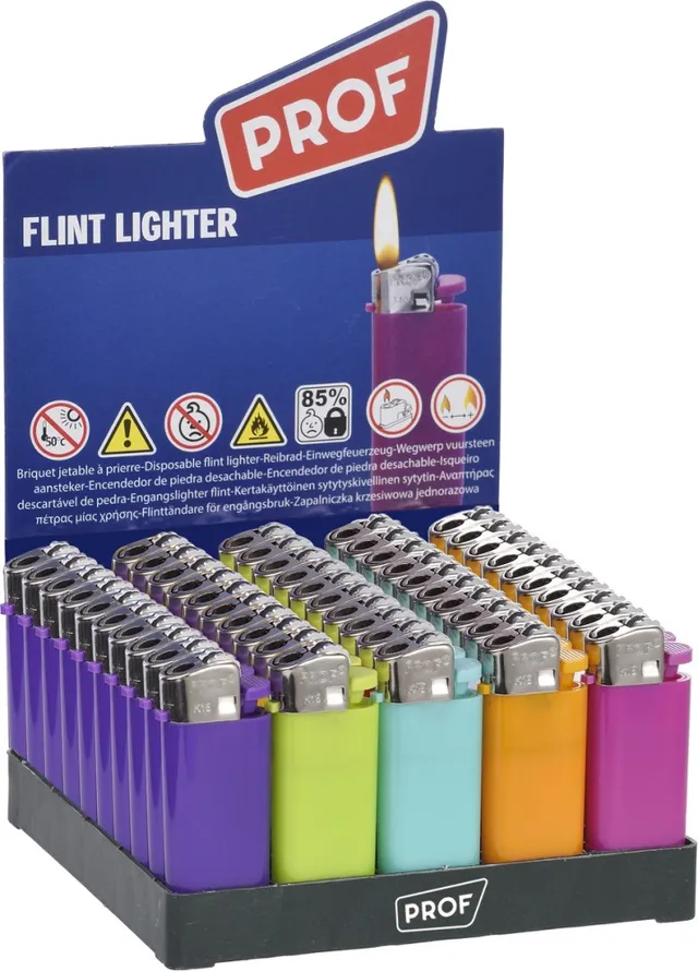 Prof Mini Fashion accendino elettronico box 50 pz assortiti